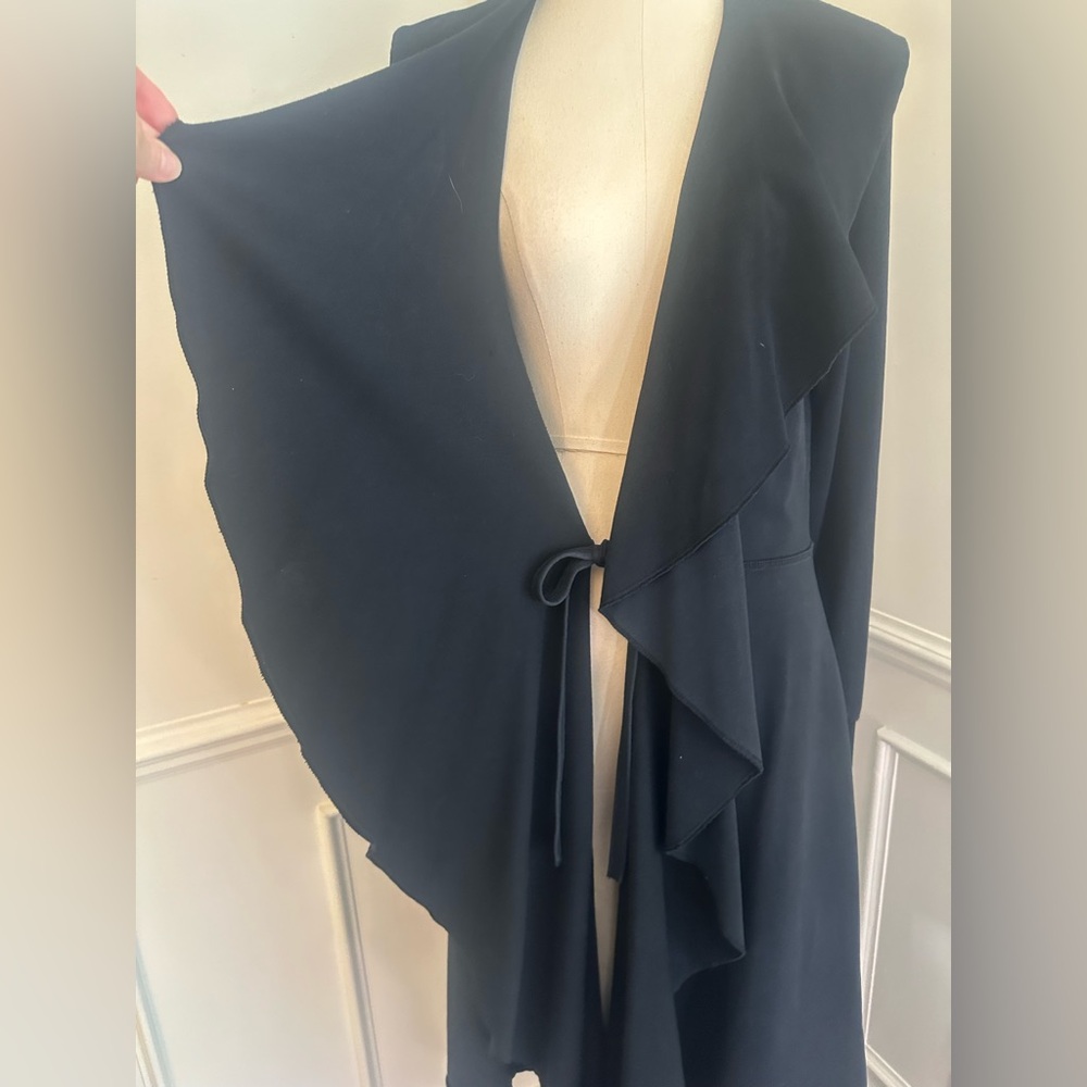 Designer Black Ruffle coat - Picture 6 of 9